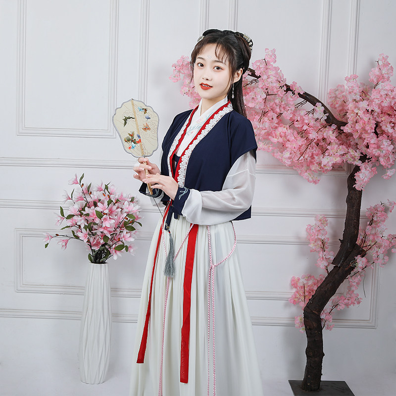 墨言卿语原创汉服女溪梦唐制褙交领短衫半臂齐腰汉服