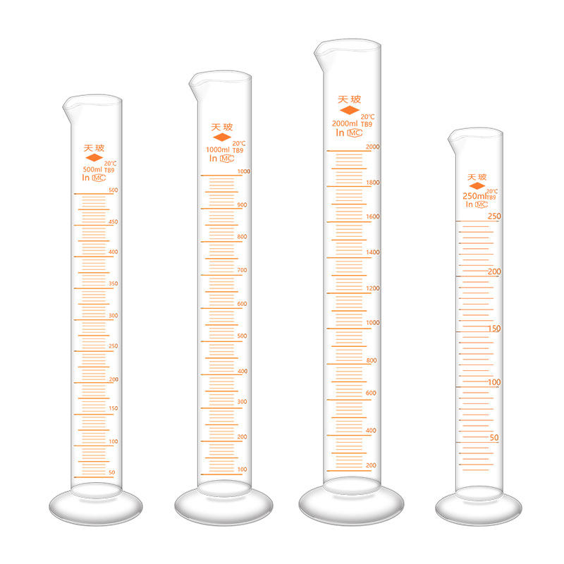 天玻玻璃量筒25ml50ml100ml250ml500ml1000mla级过检玻璃材质包邮