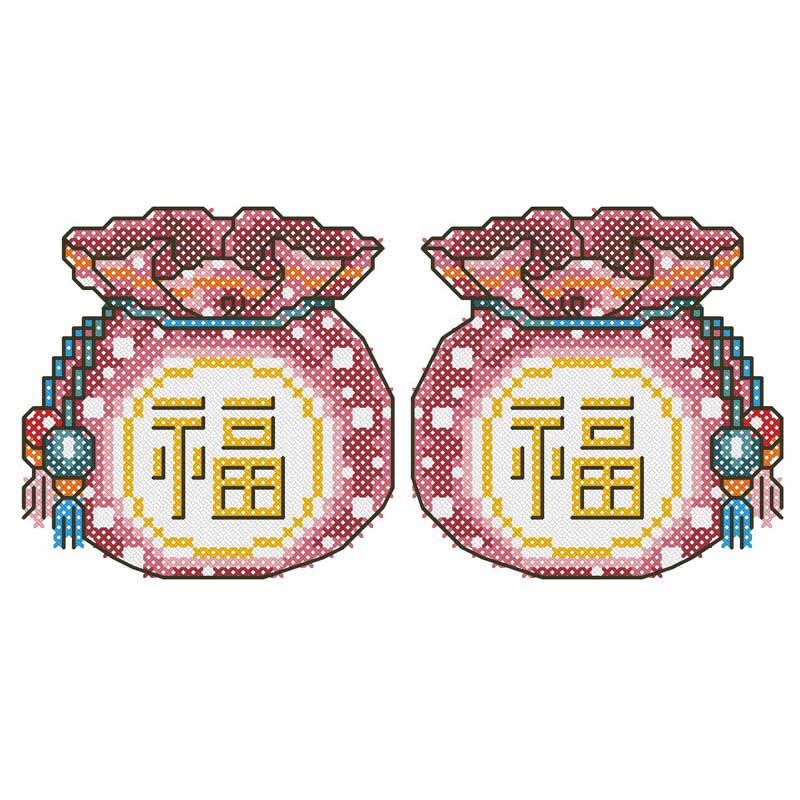 dmc十字绣双面绣手机链挂件简单小幅diy挂件 七彩福袋 80*40格