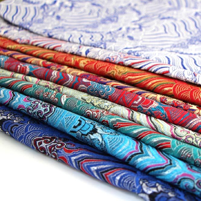 布料海浪云纹加厚织锦布艺手工diy口金包75cm海绵垫