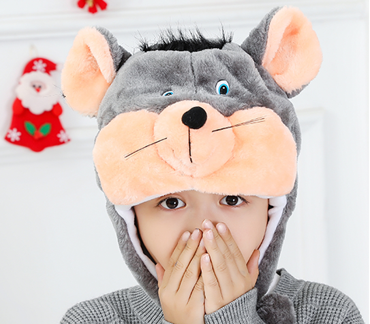 老鼠动物帽子灰色卡通2021吉祥物活动道具舞台帽子
