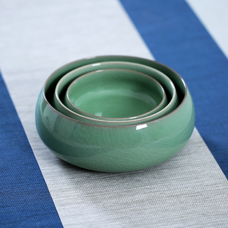 龙泉青瓷大号洗水方渣方渣斗水盂功夫功夫茶茶具茶道茶道