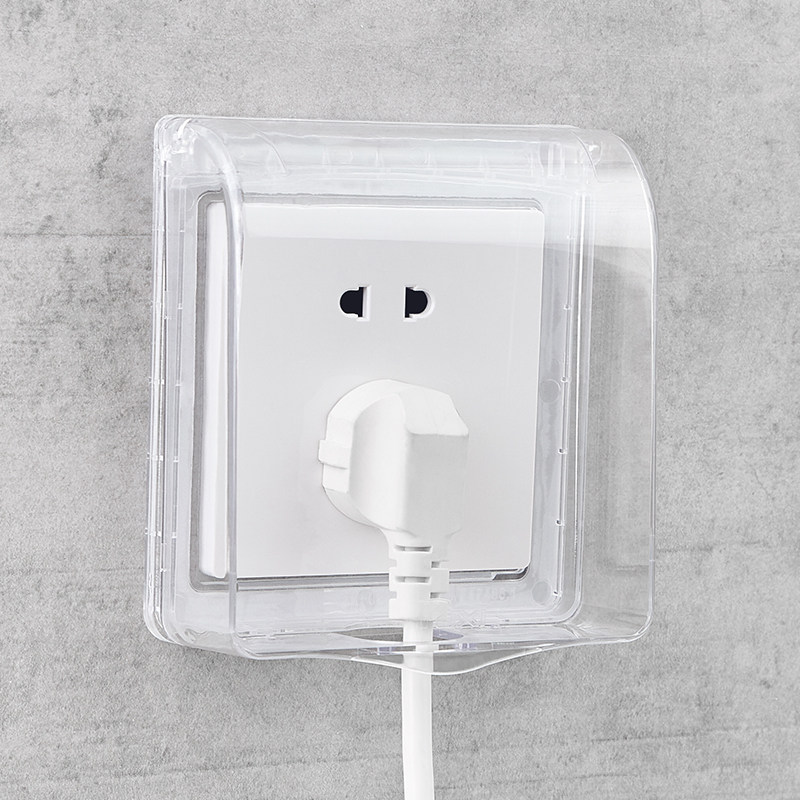 > 86型透明插座保护盖防水盒粘贴式卫生间浴室防溅盒开关防水罩家用