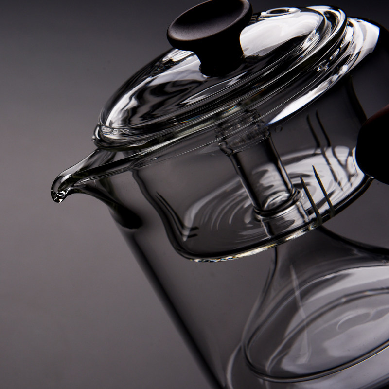 锦格侧把玻璃茶壶加厚耐高温全玻璃泡茶壶带过滤蒸茶器普洱煮茶器