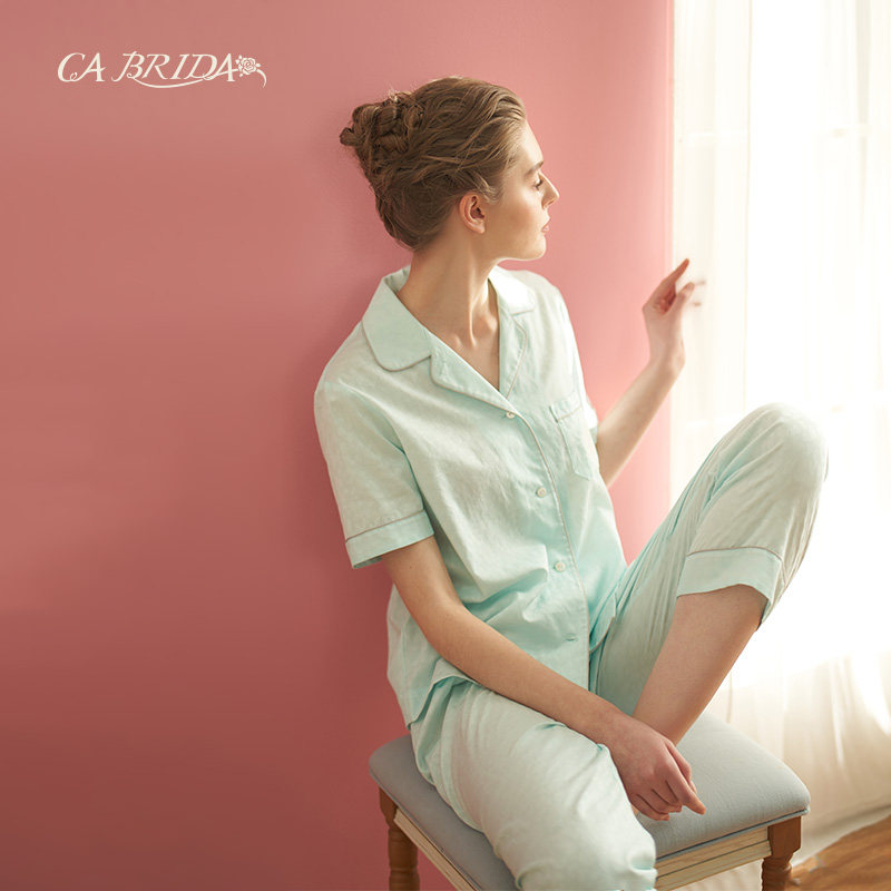 cabrida嘉德丽亚情人节礼物春夏简约女棉西服睡衣睡衣