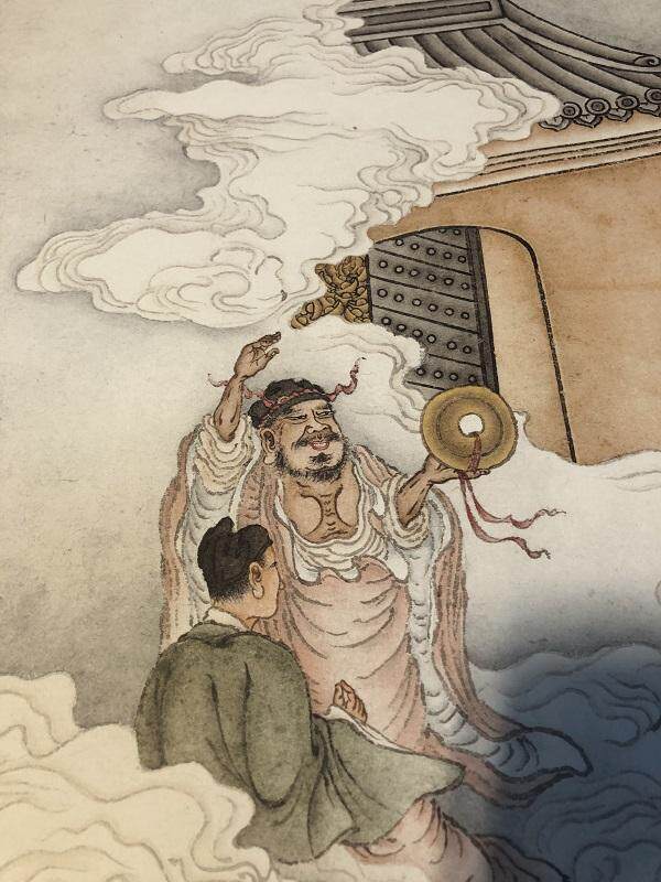 夏荆山五路财神佛像菩萨名画复制品国画办公室客厅国画