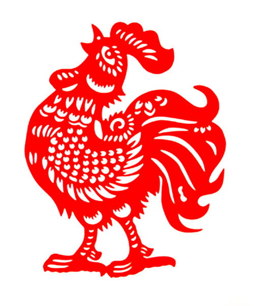 大红红公鸡剪纸pvc不干胶贴纸墙贴玻璃门一面自带喜字