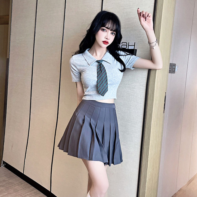jk学生制服女装裙子百褶短裙短袖领带日系时尚套装