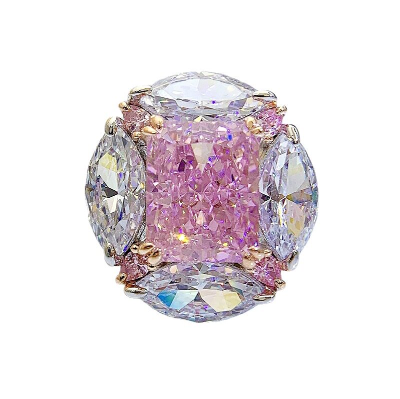 高级迪恩戒指粉钻10克拉钻石人工雷迪恩钻戒鸽子蛋戒指