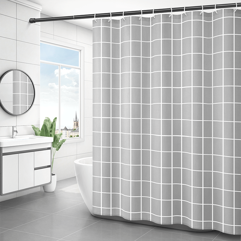 浴室浴帘防水布卫生间洗澡帘子挂帘防霉窗帘隔断帘淋浴套装免打孔