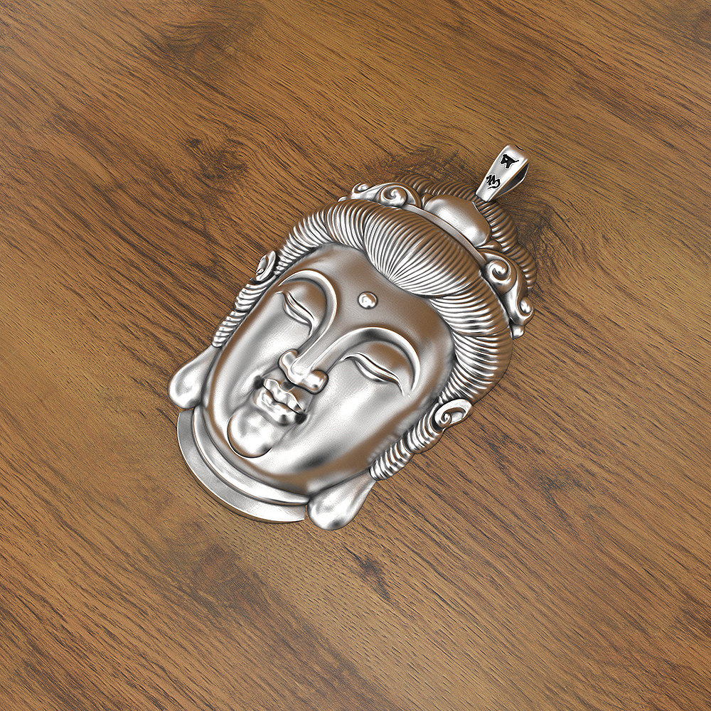 足银实心纯银佛头观世音头像吊坠守护神项链本命项坠