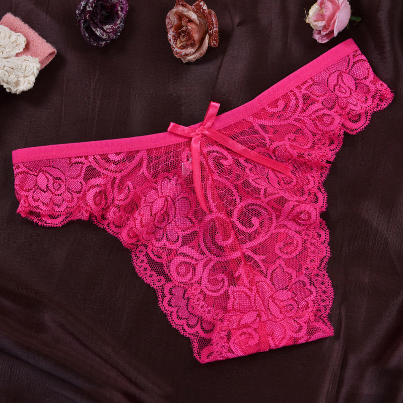 情调衣人少女性感内裤低腰透明全蕾丝无痕火辣全透无痕三角底裤衩