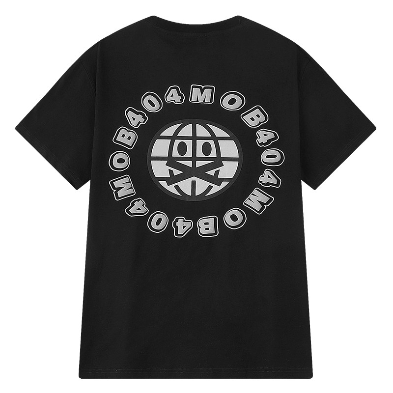 404mob复古立体发泡印花廓形情侣短袖ins男女t恤