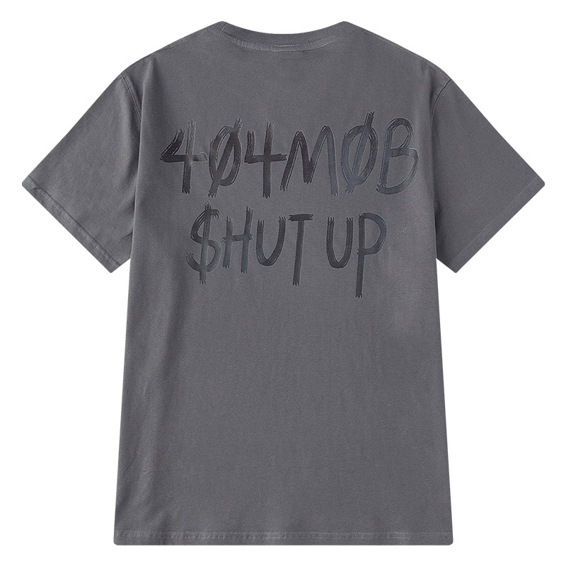 404mob夏季新款纯棉圆领字母笑脸短袖宽松男装半袖情侣t恤ins潮牌