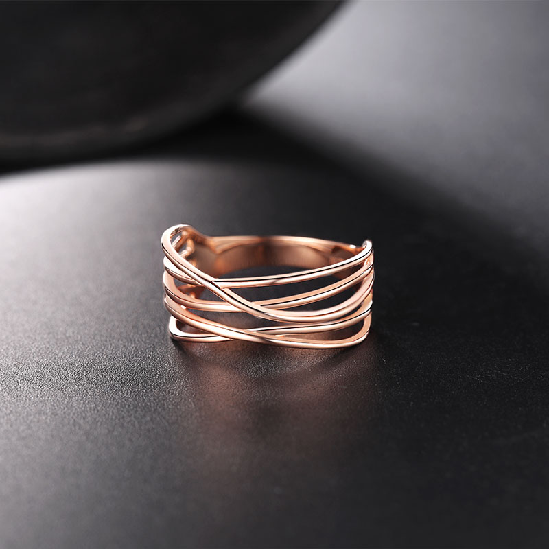 黛慕妮 彩金戒指女18k玫瑰金戒指au750彩金戒指女尾戒情人节送礼