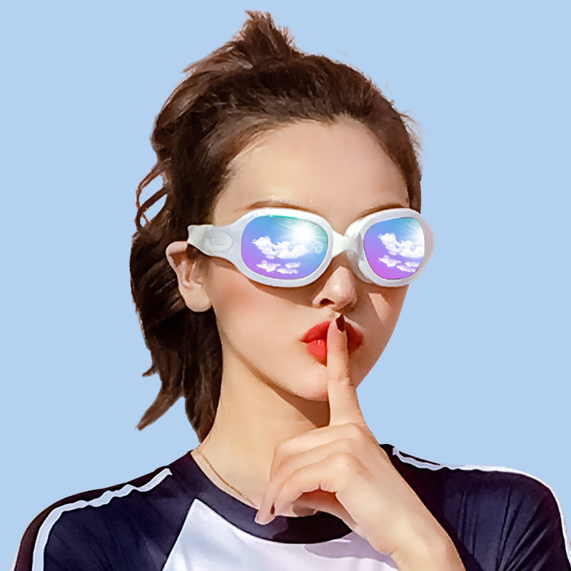 泳镜女游泳眼镜装备防水防雾高清潜水近视大框游泳镜泳帽套装男