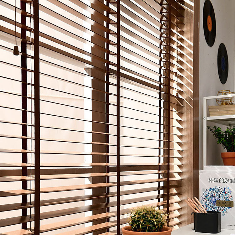 实木木木百叶百叶窗窗帘卷拉中式书房卷帘升降百叶帘