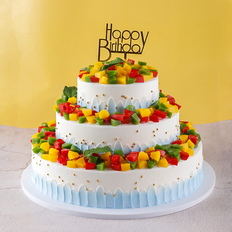 蛋糕三层水果模型仿真2022新款塑胶生日样品仿真水果