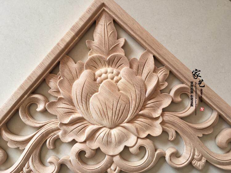 东阳木雕实木贴花中式装修牡丹花隔断客厅吊顶木雕