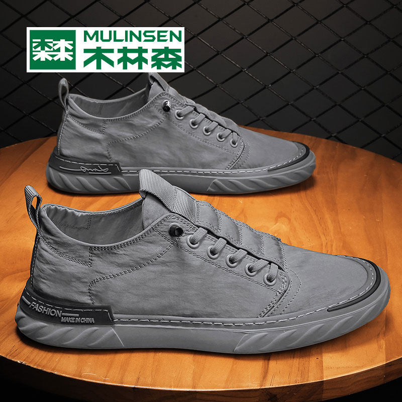 木林森男鞋夏季休闲鞋透气老北京布鞋男一脚蹬豆豆鞋2022新款板鞋