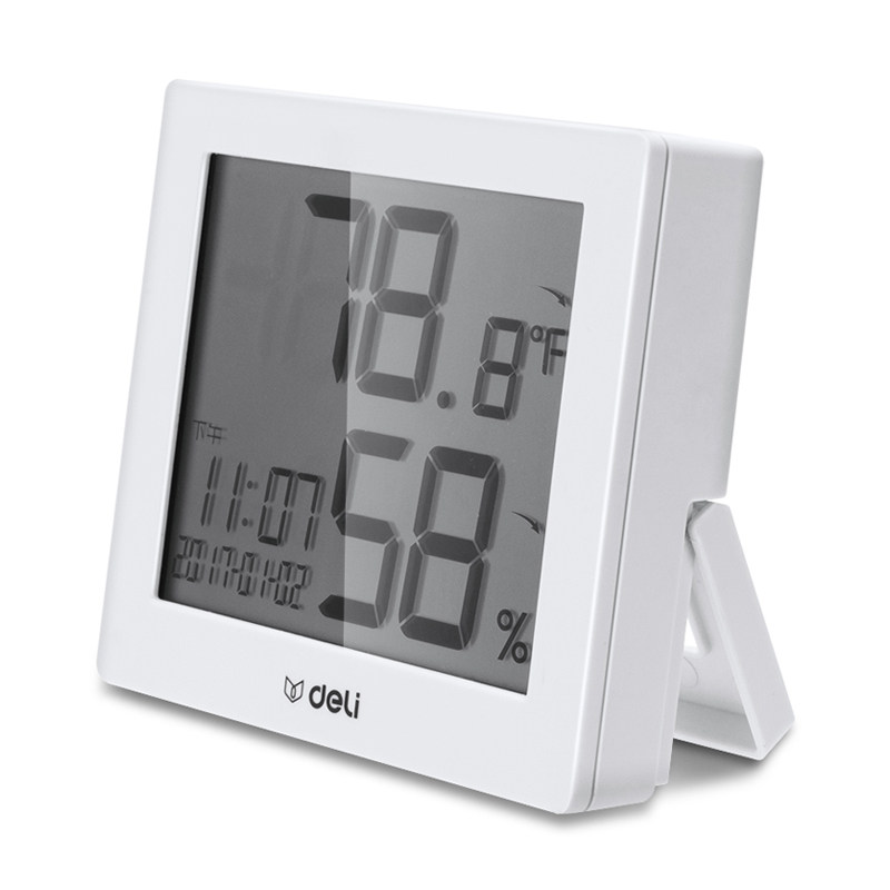 得力精准温湿度湿度计室内家用高精度电子温度计干湿温湿度计