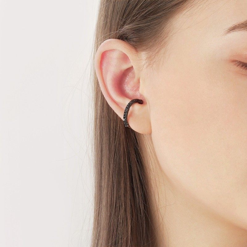 play周生生let18k黑色黄金ear处理耳圈89260e耳饰