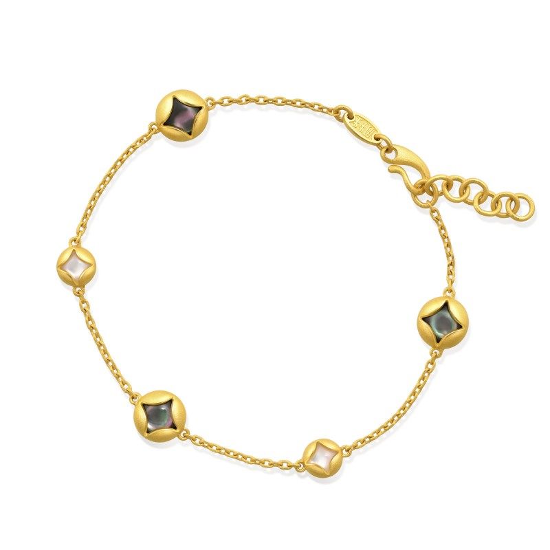 文化周生生黄金足金祝福小品轱辘钱贝母贝母手链手饰