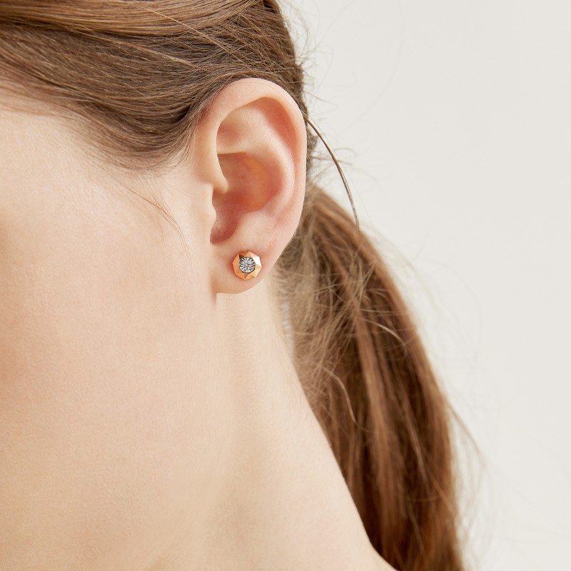 周生生dailyluxe18k玫瑰小太阳炫幻钻石耳钉单只92925e耳饰