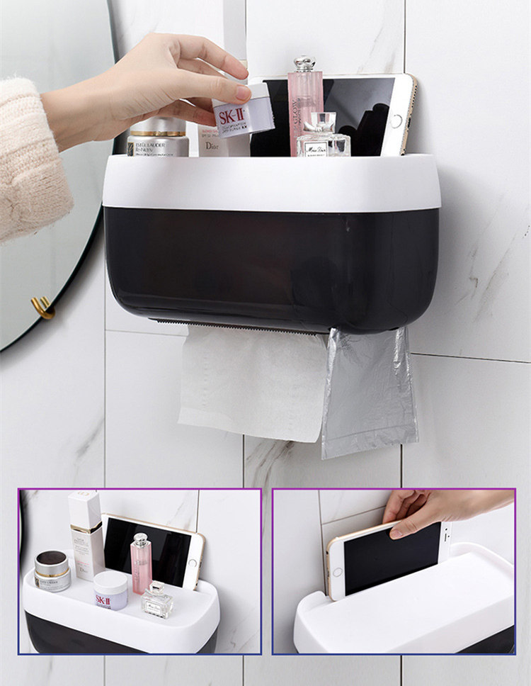 卫生间纸巾盒免打孔置物架壁挂放卫生纸厕所洗手间抽纸盒子装纸筒