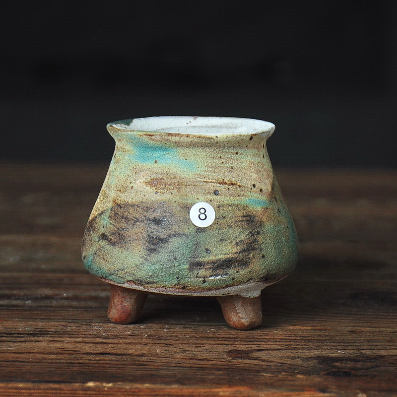 奕菡家印象泼墨墨画素烧陶瓷底孔手工桌面装饰花盆