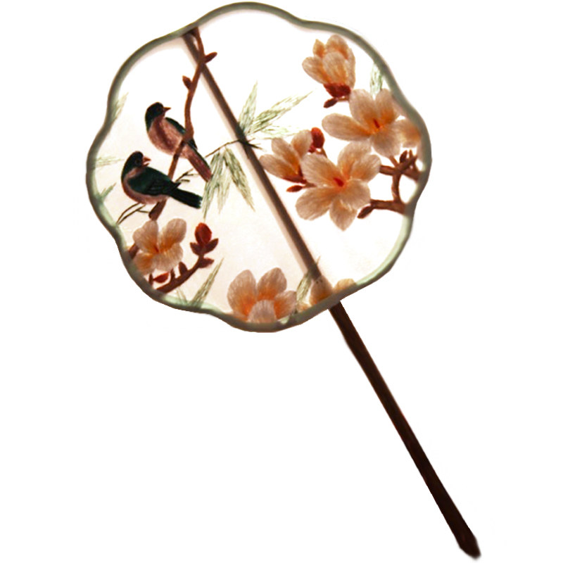 望春非素原创设计苏绣古典轻透刺绣团扇玉兰苏绣