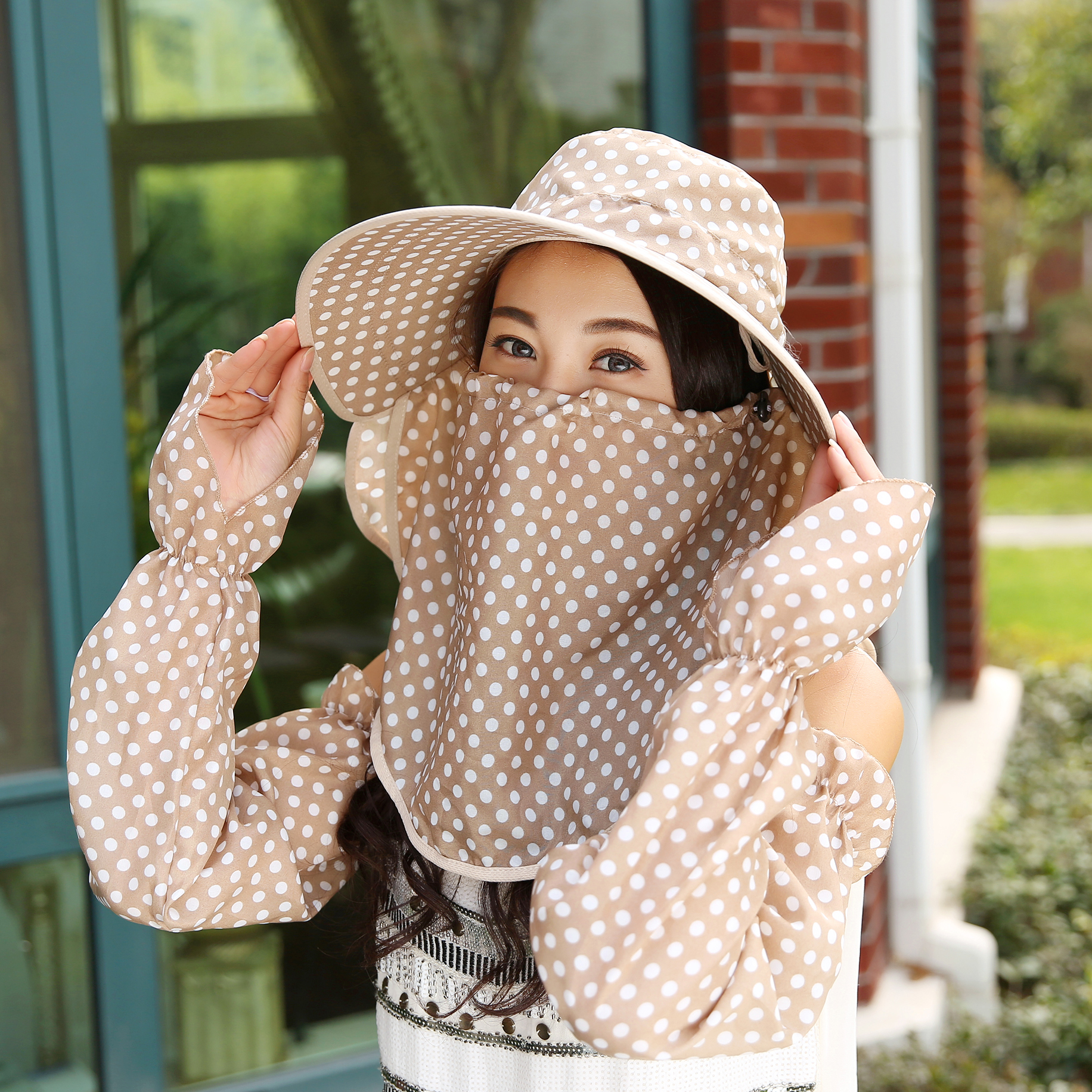 防晒帽子女士夏天户外遮脸韩版百搭出游骑车遮阳帽夏季大沿太阳帽