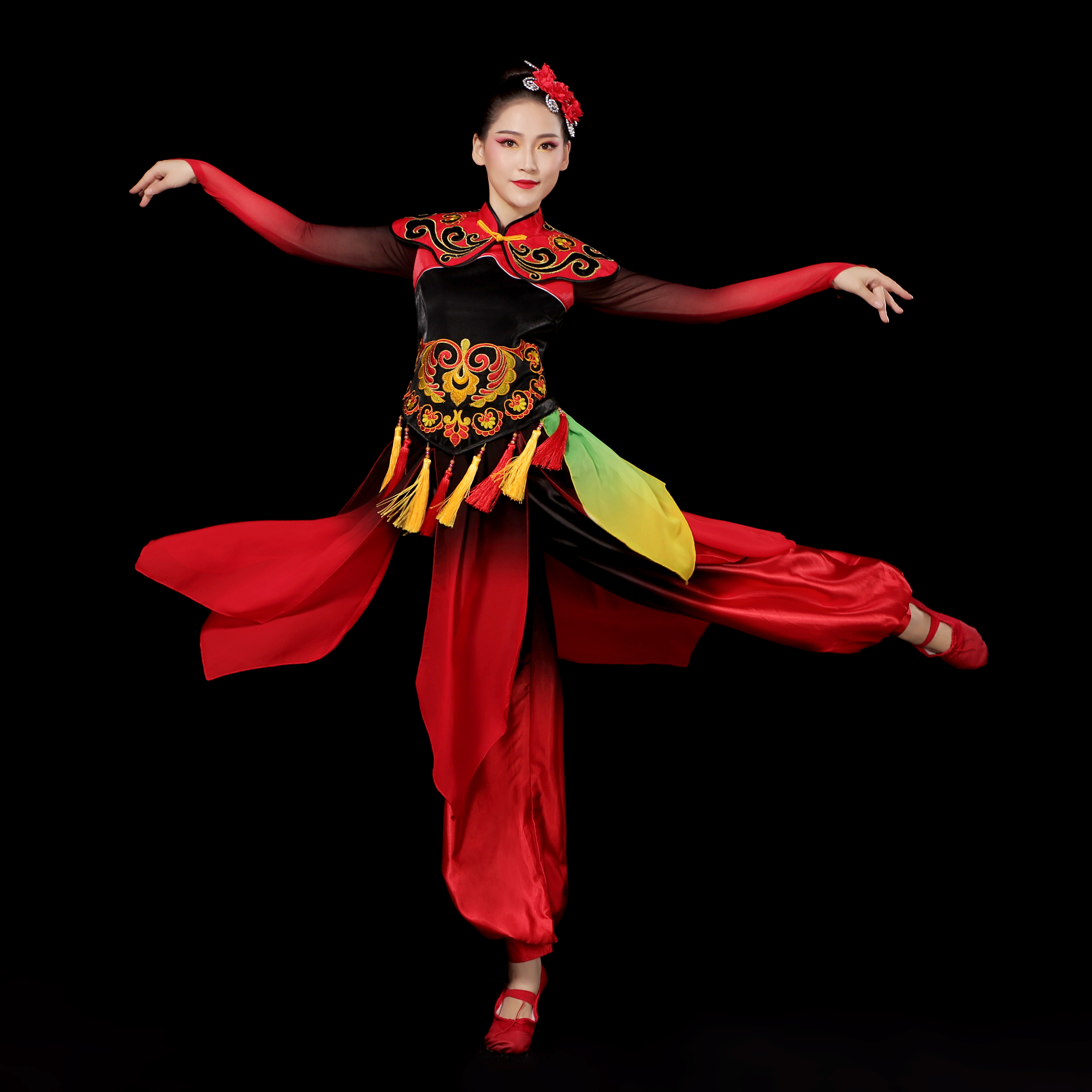 秧歌新款舞蹈服装服女2020年扇子演出演出服胶州民族服装