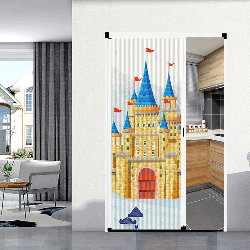 定制推拉移门卡通儿童隔断门开放式厨房隐形铝合金厨房门