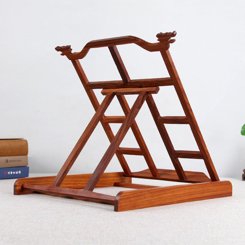红木鸡翅木阅读看书书立架读书架实木木质创意木雕