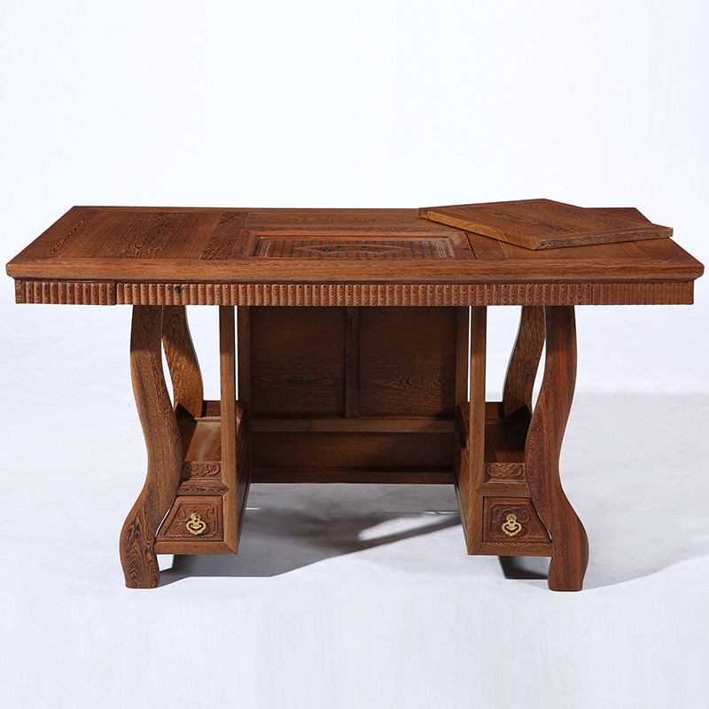 红木家具鸡翅木茶桌桌椅组合仿古中式实木茶艺桌子茶几