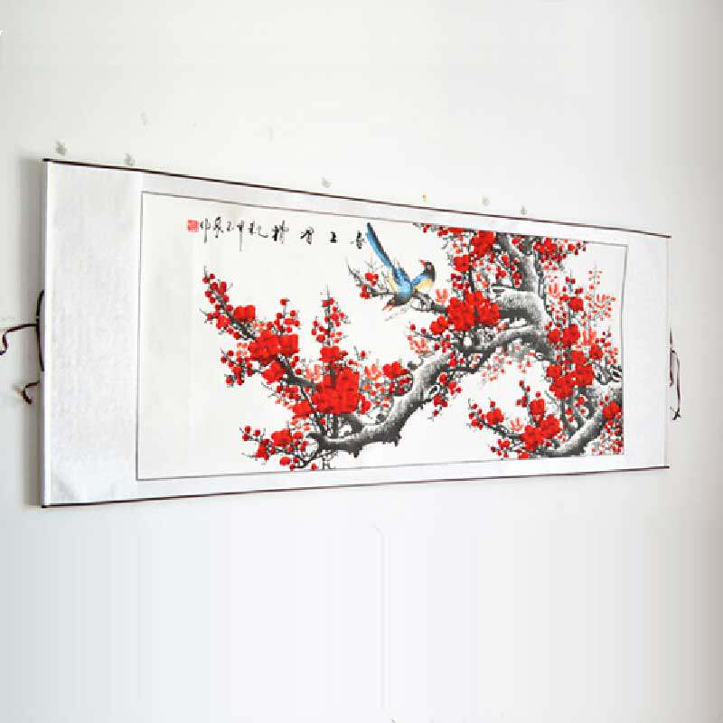 梅花客厅四尺画挂画卷轴装裱横幅喜上眉梢字画装饰画国画