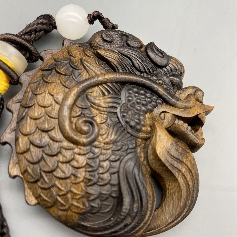 木雕沉香手把件鱼化龙文玩情侣礼品吊坠配饰木雕