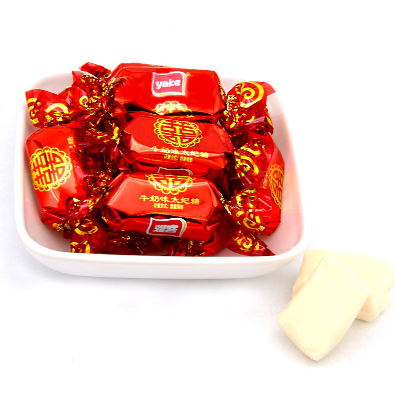 雅客双喜字夹心太妃糖500g约60牛奶糖软结婚喜糖婚庆糖果零食散装