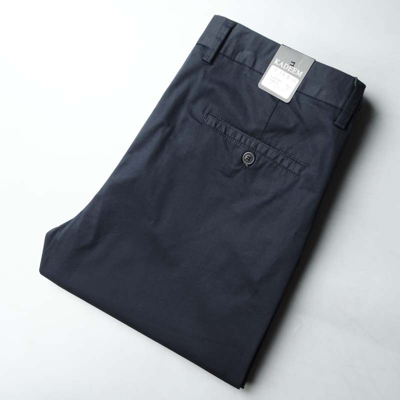 外贸尾货夏季薄款纯棉休闲裤男士商务直筒宽松中腰抗皱弹力长裤子