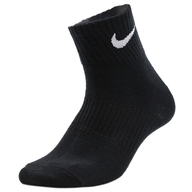 nike耐克袜子男袜女运动黑色休闲三双装中筒袜运动袜