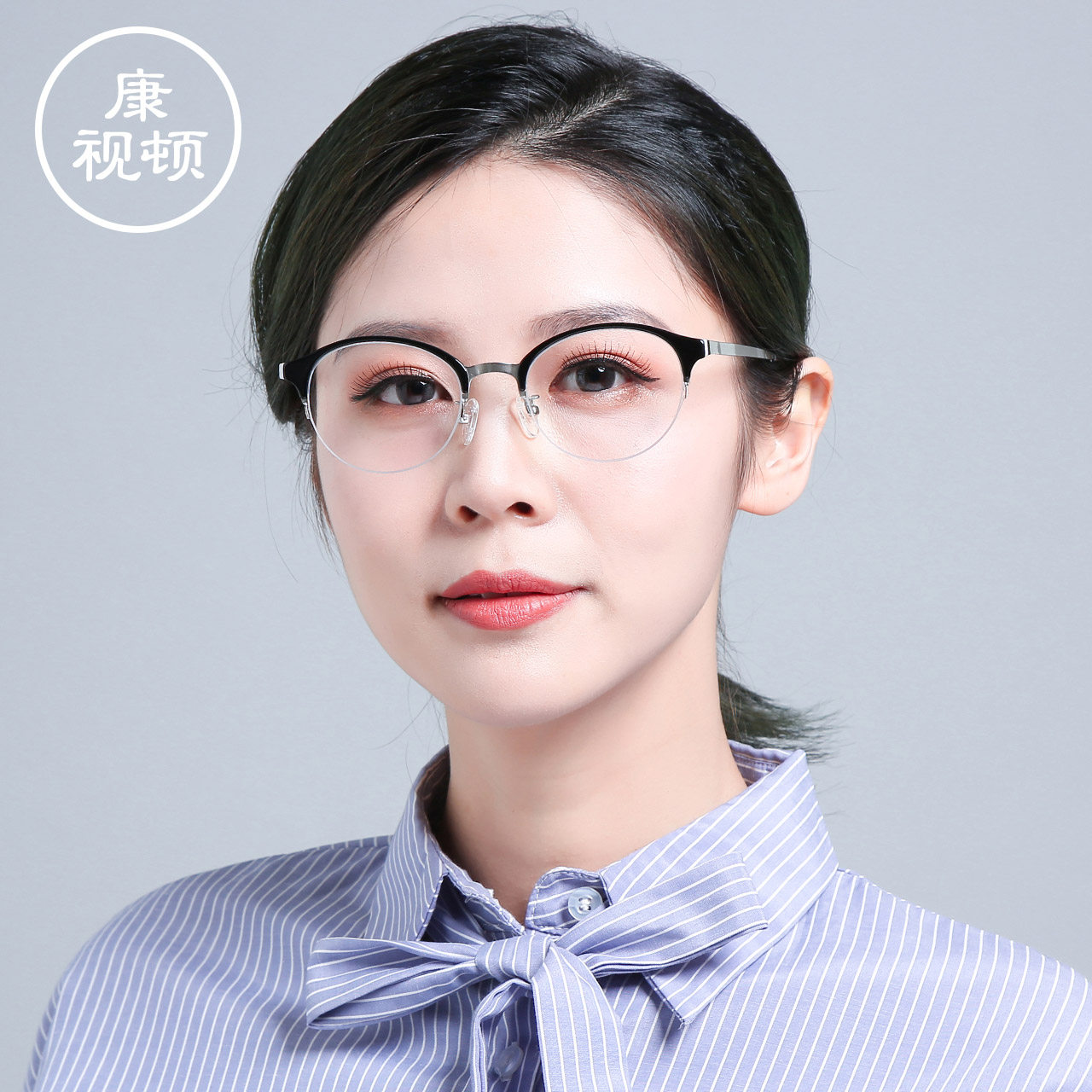 板材半框女款 康视顿复古文艺圆框眼镜架 近视眼镜框 h8941 时尚 - 痕