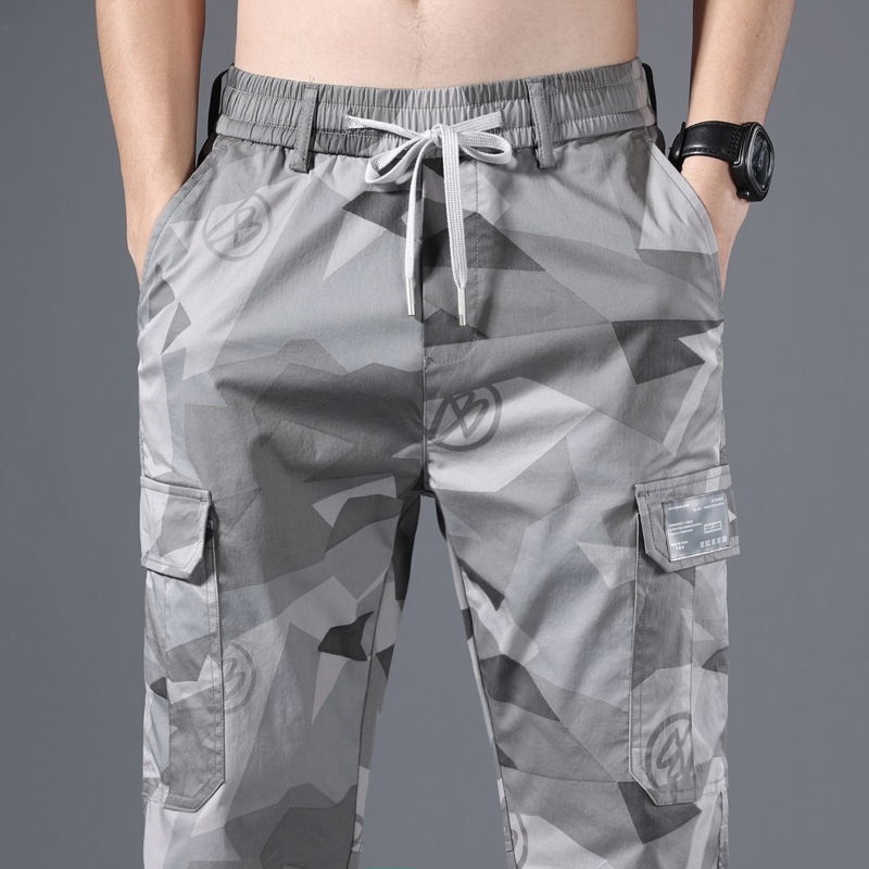 夏季薄款户外迷彩裤运动男款工装裤男士冰丝九分休闲裤子男裤速干