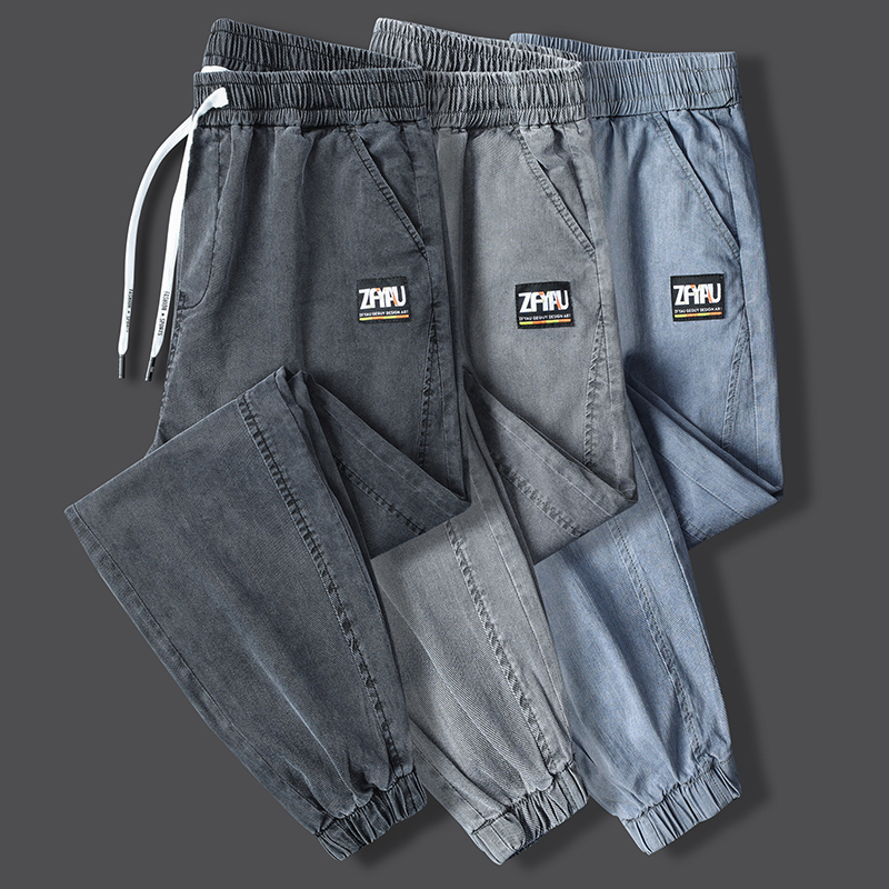 工装牛仔裤男士宽松九分休闲男裤子2022年新款夏季薄款束脚春秋款
