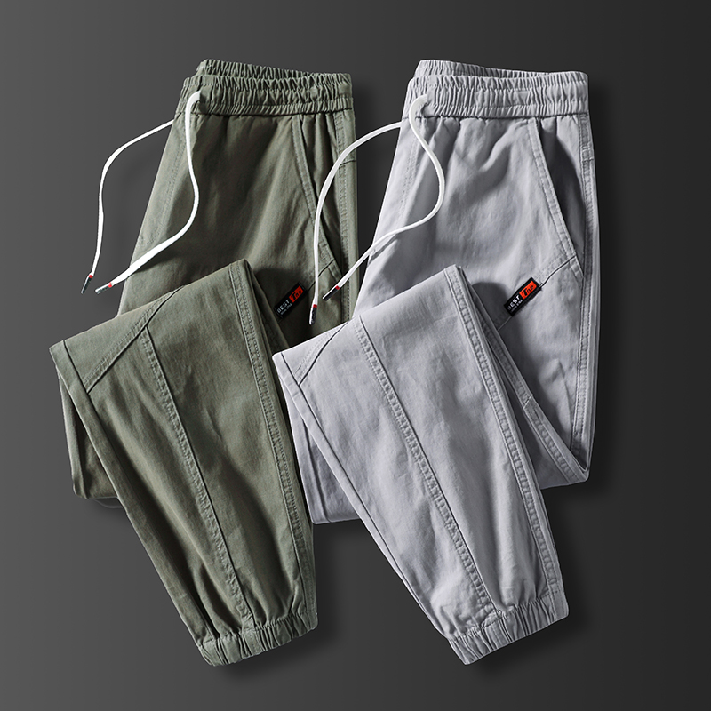 九分裤男裤子纯棉工装休闲裤男士宽松束脚2022新款薄款夏季春秋款