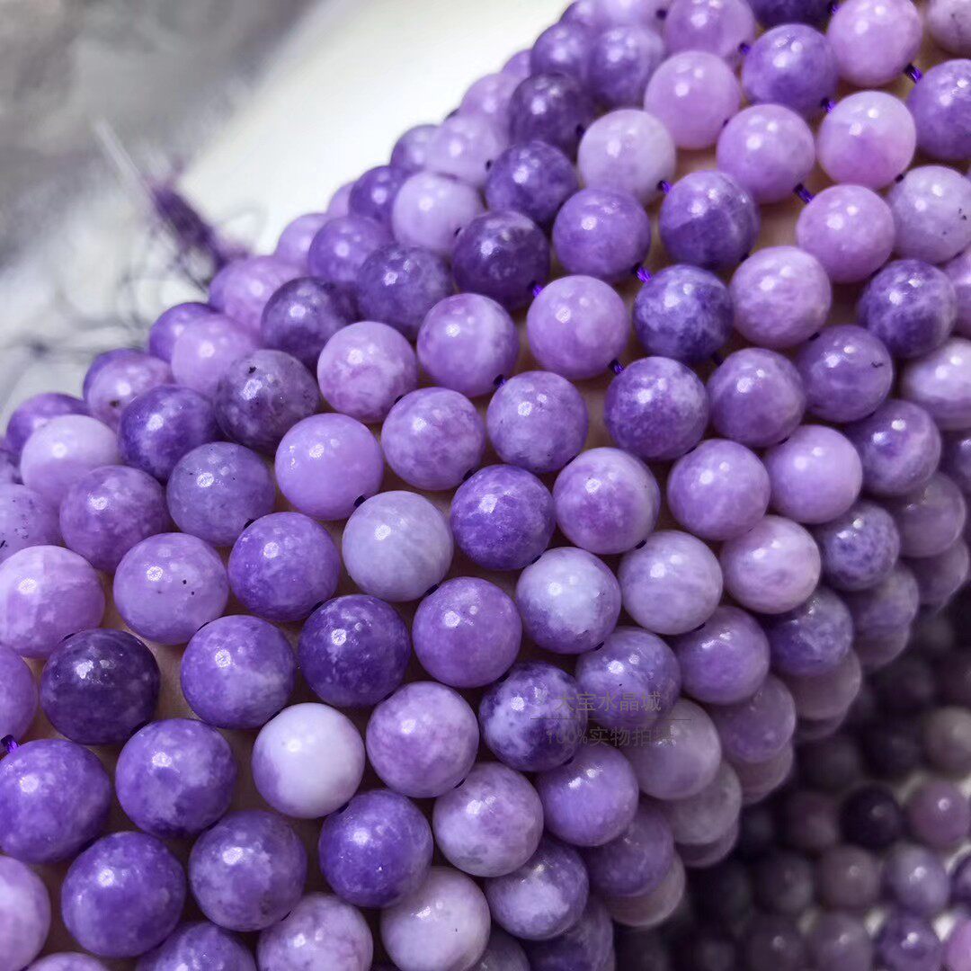 云母天然紫星石锂云散珠紫云半成品圆珠手工手工制其他diy饰品配件