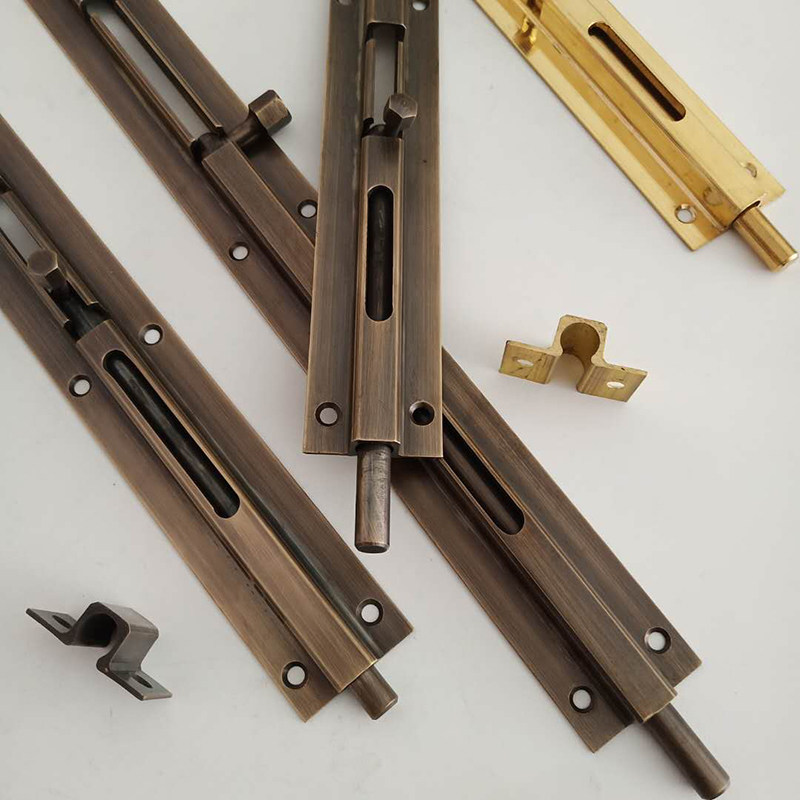 处理明装插销中式黄铜古铜色金色门窗五金配件门栓明插销