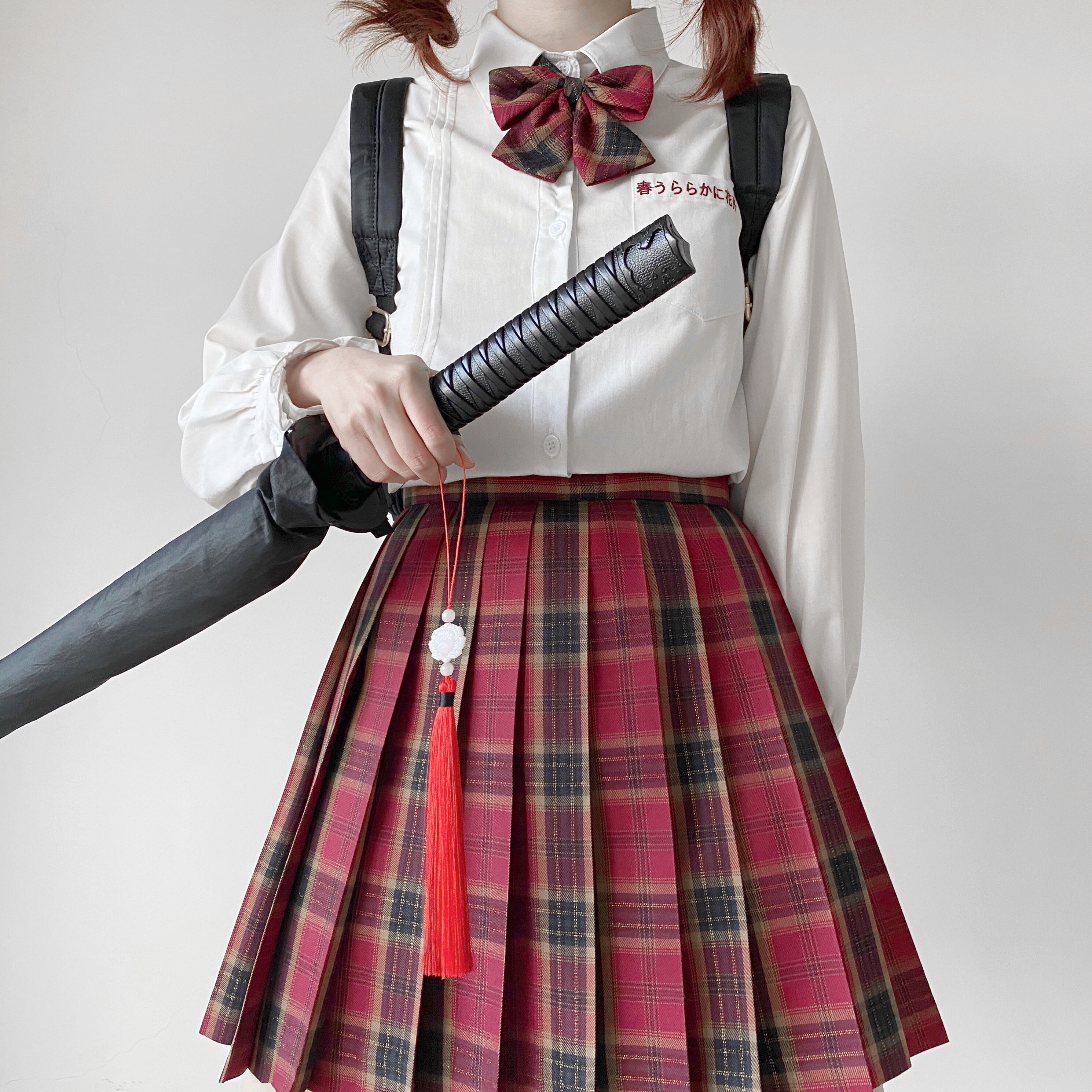 冬天半身格裙制服jk金线原创野藏jk