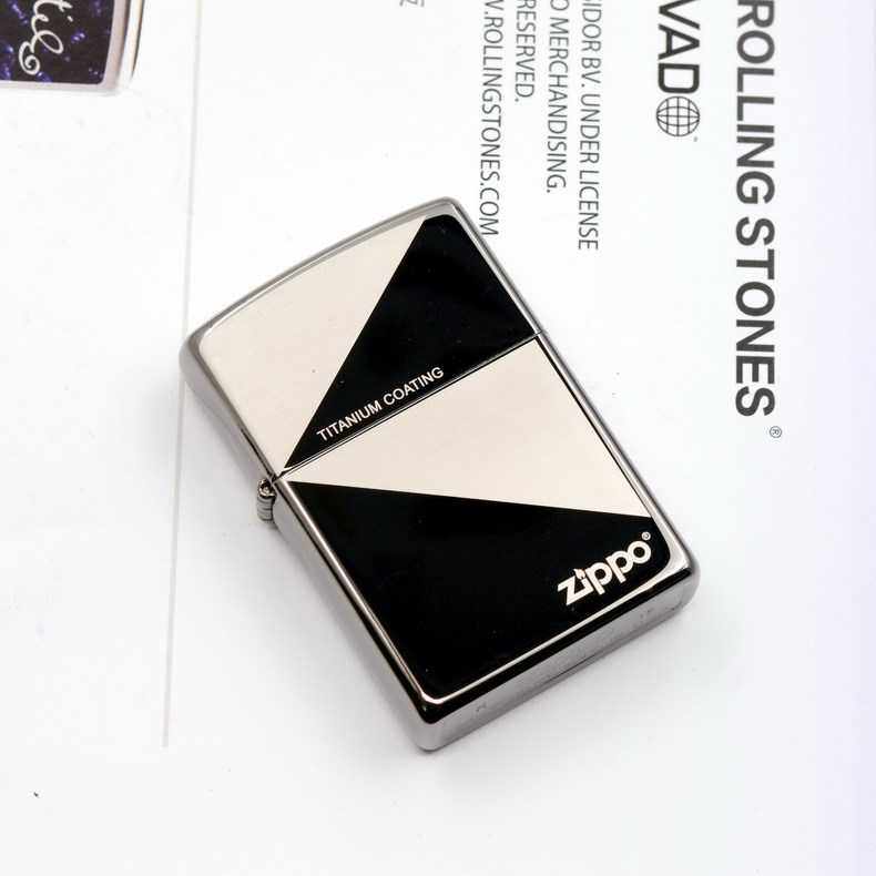 概念zippo正品芝宝黑冰150方格子条纹几何男士zippo