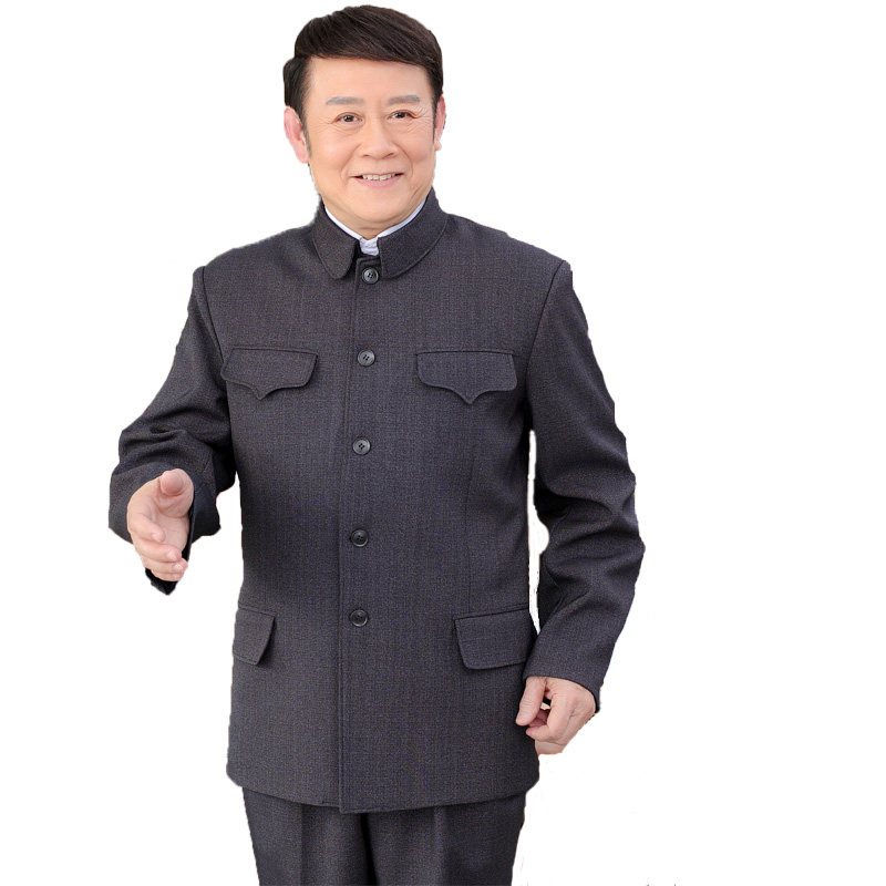 春秋高档中老年男士中山装上衣外套民族服饰爸爸爷爷民族服装
